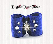 Dog Bow-Baby Dog Bows-Sparkle Satin w/Crystal-Electric Blue