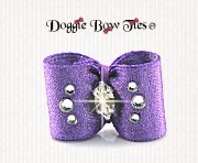 Dog Bow-Baby Dog Bows-Sparkle Satin w/Crystal-Grape