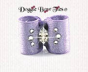 Dog Bow-Baby Dog Bows-Sparkle Satin w/Crystal-Light Orchid