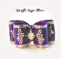 Dog Bow-Brushing Beauty, Royal Purple w/tiny crystals
