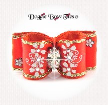 Dog Bow-Tangerine w/tiny crystals