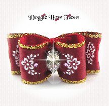 Dog Bow-Deep Red w/tiny crystals