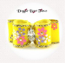 Dog Bow-Bright Yellow w/glitter accents