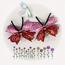 Small Glitter Flutterfly Pairs-Pink Plaid/ Raspberry