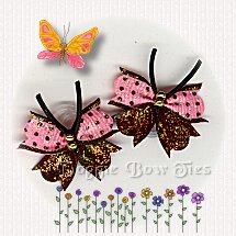 Small Glitter Flutterfly Pairs-Pink Swiss Brown Dot/Brown