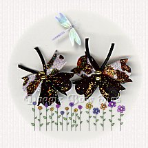 Small Glitter Flutterfly Pairs-Natural Leopard Spots/Black 