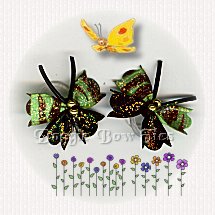 Small Glitter Flutterfly Pairs- Lime/Black Tiger Stripes