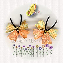 Small Glitter Flutterfly Pairs-Yellow Plaid/ Peach