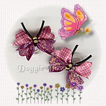 Small Glitter Flutterfly Pairs-Amethyst Plaid/ Amethyst