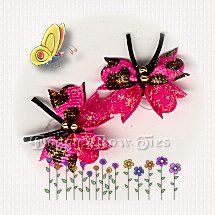 Small Glitter Flutterfly Pairs-Hot Pink Leopard Spots