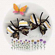 Small Glitter Flutterfly Pairs- Bumble Stripes/ Black