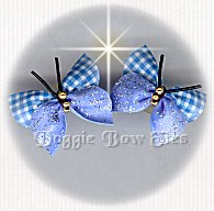 Large Butterfly Dog Bow-Gingham Check Blue