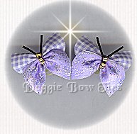 Large Butterfly Dog Bow-Gingham Check Lavender