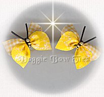 Large Butterfly Dog Bow-Gingham Check Marigold