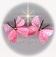 Large Butterfly Dog Bow-Gingham Check Pink
