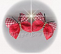 Large Butterfly Dog Bow-Gingham Check Red