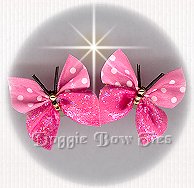 Butterfly Dog Bow-Swiss Dot Hot Pink full size