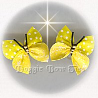 Butterfly Dog Bow-Swiss Dot Lemon full size.