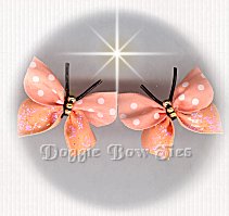 Butterfly Dog Bow-Swiss Dot Peach full size.
