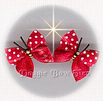 Butterfly Dog Bow-Swiss Dot Red full size.