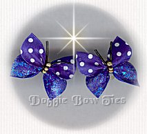 Butterfly Dog Bow-Swiss Dot Royal full size.