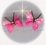 Small Butterfly Dog Bow-Swiss Dot Hot Pink