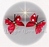 Small Butterfly Dog Bow-Swiss Dot Red