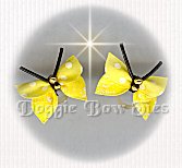 Small Butterfly Dog Bow-Swiss Dot Yellow