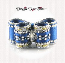 Dog Bow-Puppy Size DL, Crystal Batik Blue, 