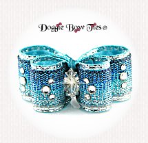 Dog Bow-DL Puppy Crystal, Blue Metallic Ombre