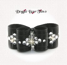 Dog Bow-DL Puppy, Swarovski Crystal Comet, Black