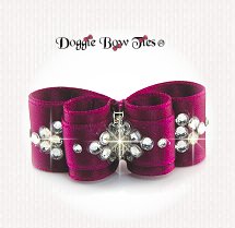 Dog Bow-DL Puppy, Swarovski Crystal Comet, Fuchsia