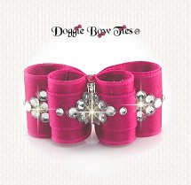 Dog Bow-DL Puppy, Swarovski Crystal Comet, Shocking Pink