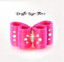 Dog Bow-Hot Pink, DL Crystal