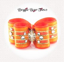 Dog Bow-DL Puppy Crystal, Tangerine Gold Tinsel