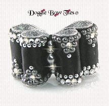 Dog Bow-Fabulous Fakes, Black Pearl and Crystal