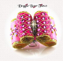 Dog Bow-Fabulous Fakes, Crystal, Pink and Hot Pink