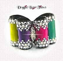 Dog Bow-Full Size, Fabulous Fakes, Rainbow Crystal