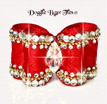 Dog Bow, Full Size-Swiss Rose Satin-RED