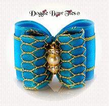 Dog Bow-Full Size, Diamonds and Pearls,Turquoise