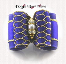 Dog Bow-Full Size, Diamonds and Pearls, Royal Purple