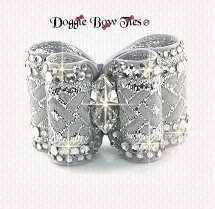 Dog Bow-Fabulous Fakes, Full Size, Silver Basket Weave