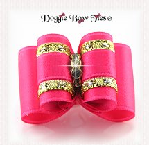 Dog Bow-Full Size, Azalea, Narrow Band