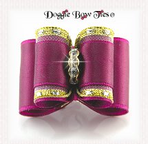 Dog Bow-Full Size, Fuchsia, Wide Band