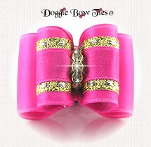 Dog Bow-Full Size Classic, Hot Pink Narrow Band