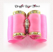 Dog Bow-Full Size, Candy Pink, Wide Band