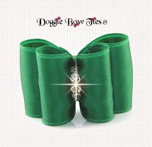 Dog Bow~Full Size, Classic, Satin Emerald Green