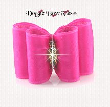 Dog Bow~Full Size, Classic Satin, Hot Pink