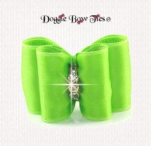 Dog Bow~Full Size, Classic, Satin Lime Green