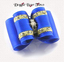 Dog Bow, Full Size, Electric Blue, Crystal Channel Setting